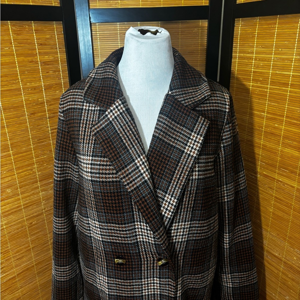 SHEIN Black and Brown Blazer Classic Double-Breasted Jacket